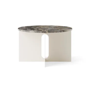 Tavolino Androgyne - Grey Galaxy marmo-ivory acciaio, Ø65 cm - Audo Copenhagen