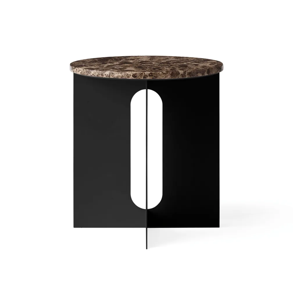 Tavolino Androgyne, Marmo Emperador-acciaio nero, Ø42 cm Audo Copenhagen