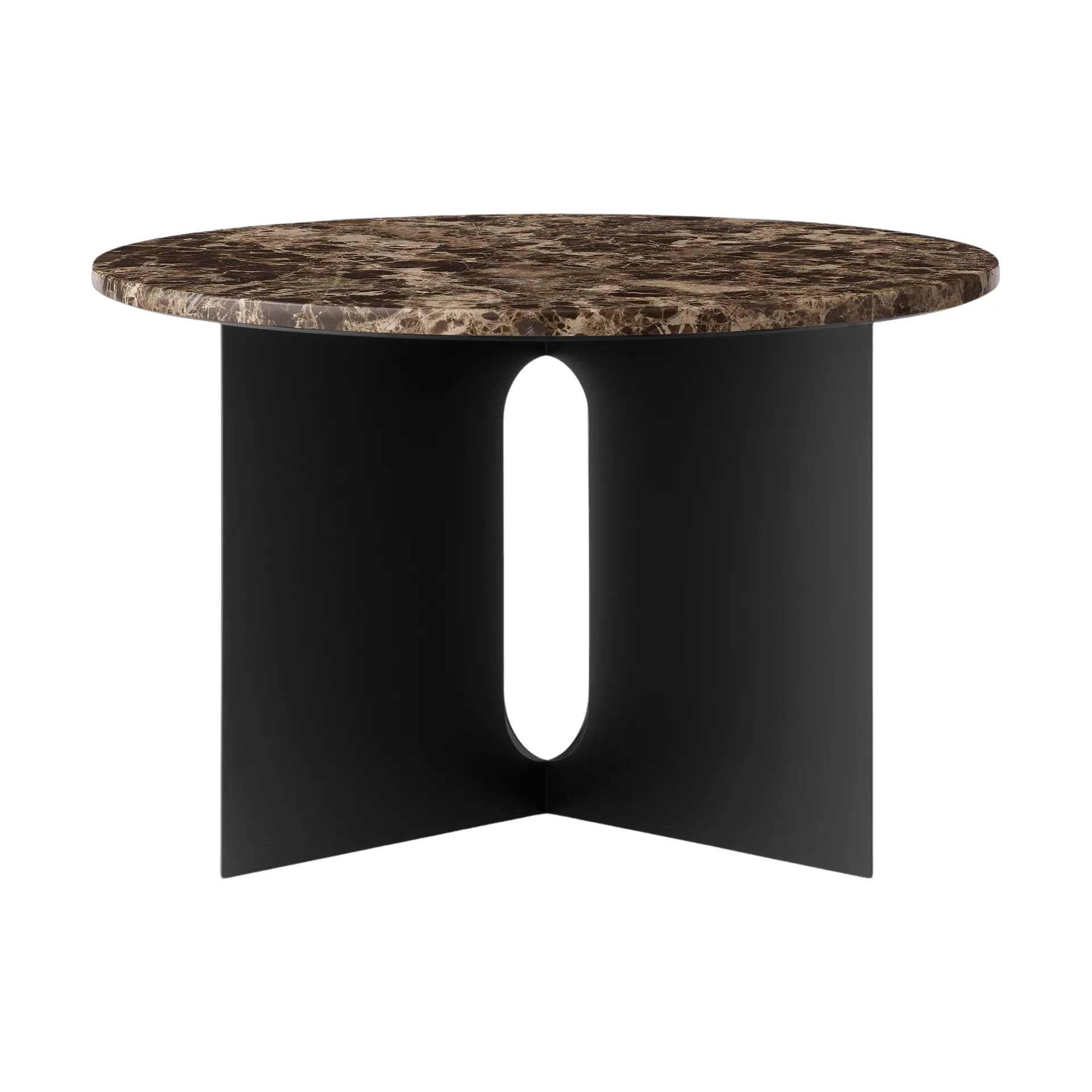 Tavolino Androgyne, Marmo Emperador-acciaio nero, Ø65 cm Audo Copenhagen