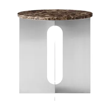 Tavolino Androgyne - Marmo Emperador-acciaio spazzolato, Ø42 cm - Audo Copenhagen