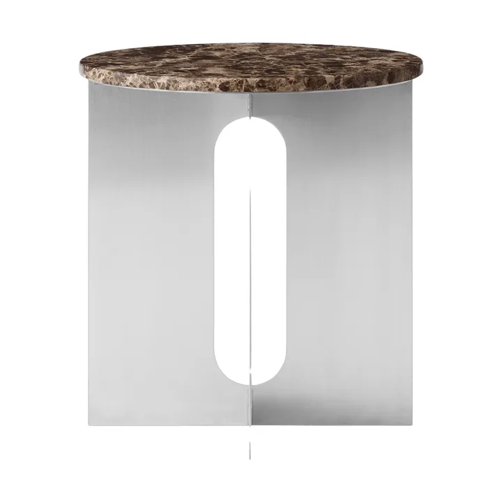 Tavolino Androgyne - Marmo Emperador-acciaio spazzolato, Ø42 cm - Audo Copenhagen