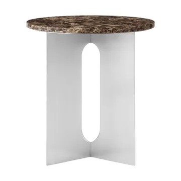 Tavolino Androgyne - Marmo Emperador-acciaio spazzolato, Ø42 cm - Audo Copenhagen