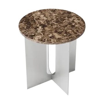 Tavolino Androgyne - Marmo Emperador-acciaio spazzolato, Ø42 cm - Audo Copenhagen
