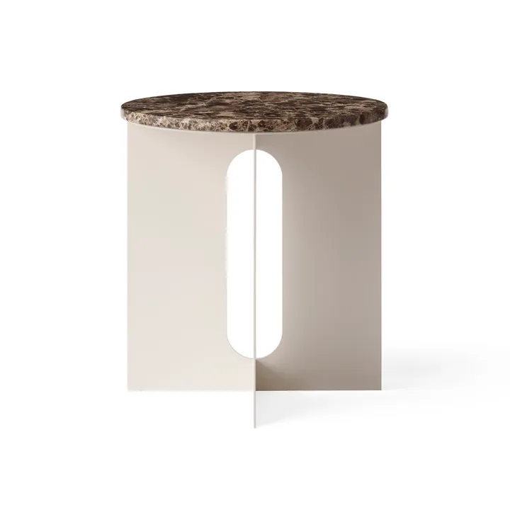 Tavolino Androgyne - Marmo Emperador-ivory acciaio, Ø42 cm - Audo Copenhagen