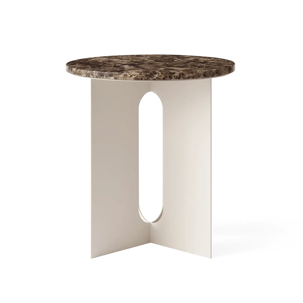 Tavolino Androgyne, Marmo Emperador-ivory acciaio, Ø42 cm Audo Copenhagen