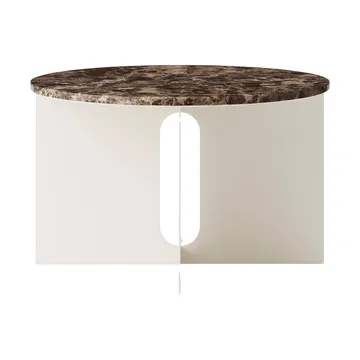 Tavolino Androgyne - Marmo Emperador-ivory acciaio, Ø65 cm - Audo Copenhagen