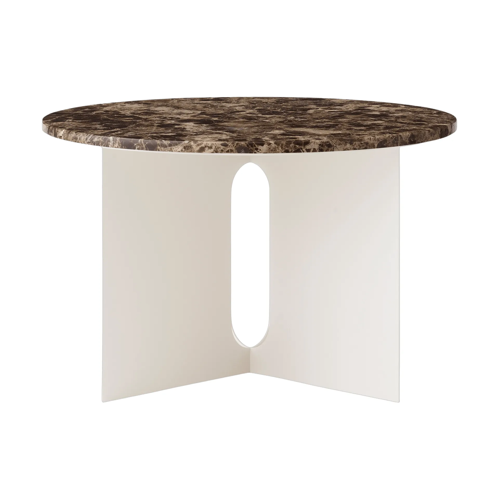 Tavolino Androgyne, Marmo Emperador-ivory acciaio, Ø65 cm Audo Copenhagen