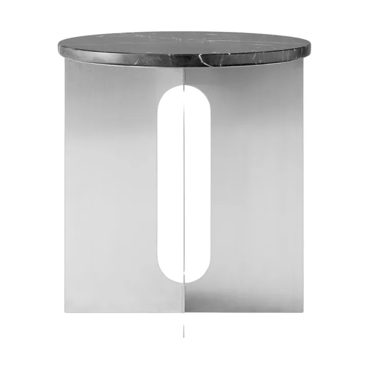 Tavolino Androgyne - Nero Maquina marmo-acciaio spazzolato, Ø42 cm - Audo Copenhagen