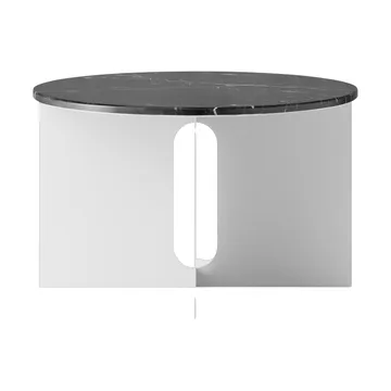 Tavolino Androgyne - Nero Maquina marmo-acciaio spazzolato, Ø65 cm - Audo Copenhagen