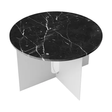 Tavolino Androgyne - Nero Maquina marmo-acciaio spazzolato, Ø65 cm - Audo Copenhagen