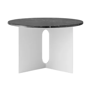 Tavolino Androgyne - Nero Maquina marmo-acciaio spazzolato, Ø65 cm - Audo Copenhagen