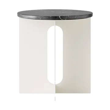 Tavolino Androgyne - Nero Marquina marmo-ivory acciaio, Ø42 cm - Audo Copenhagen