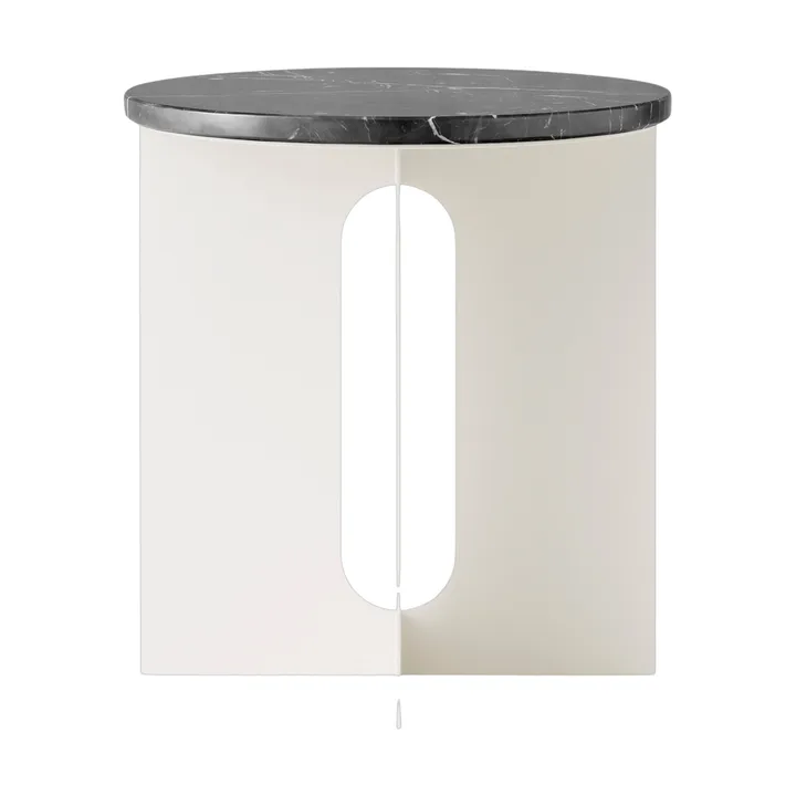 Tavolino Androgyne - Nero Marquina marmo-ivory acciaio, Ø42 cm - Audo Copenhagen