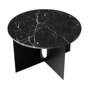 Tavolino Androgyne - Nero Marquina marmo-nero acciaio, Ø65 cm - Audo Copenhagen