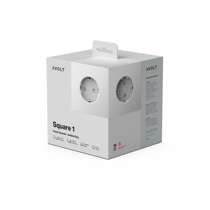 Presa multipla Square 1 USB-C 30W 3 m, Grigio Gotland  Avolt