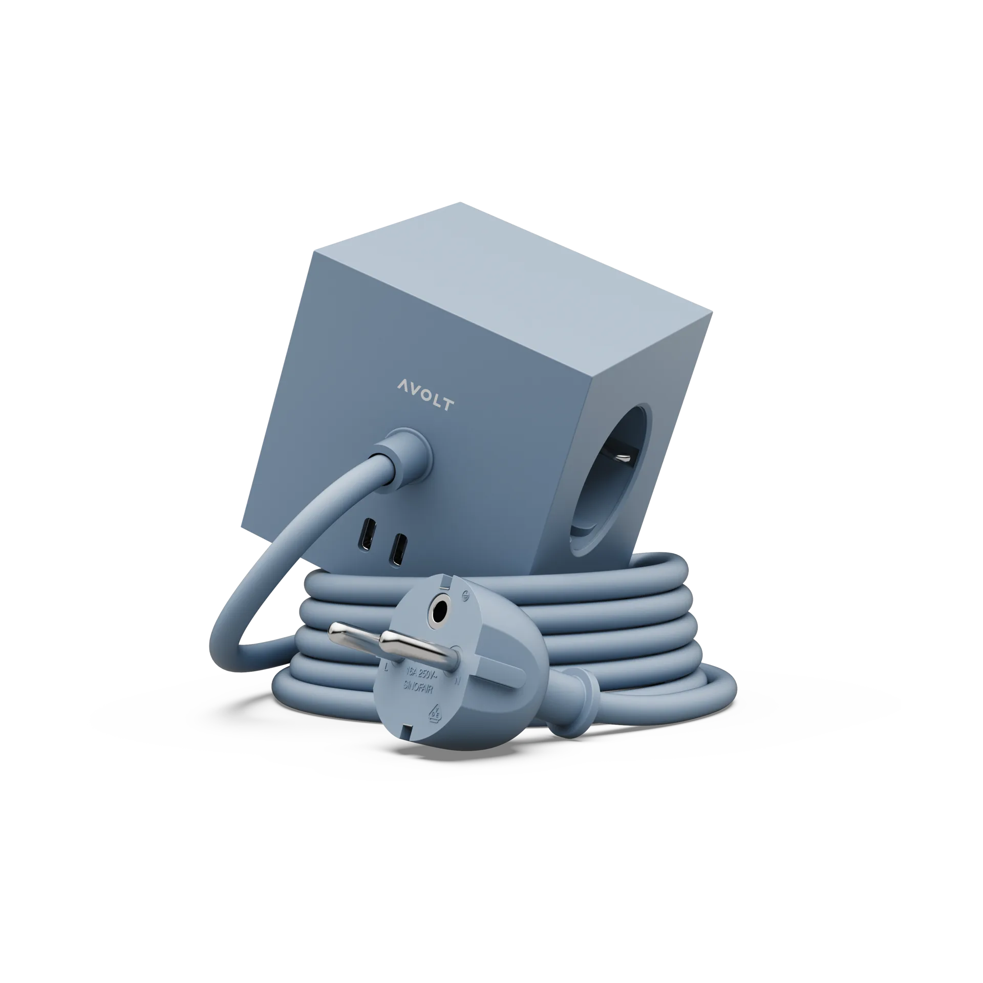 Presa multipla Square 1 USB-C 30W 3 m, Shark Blue Avolt