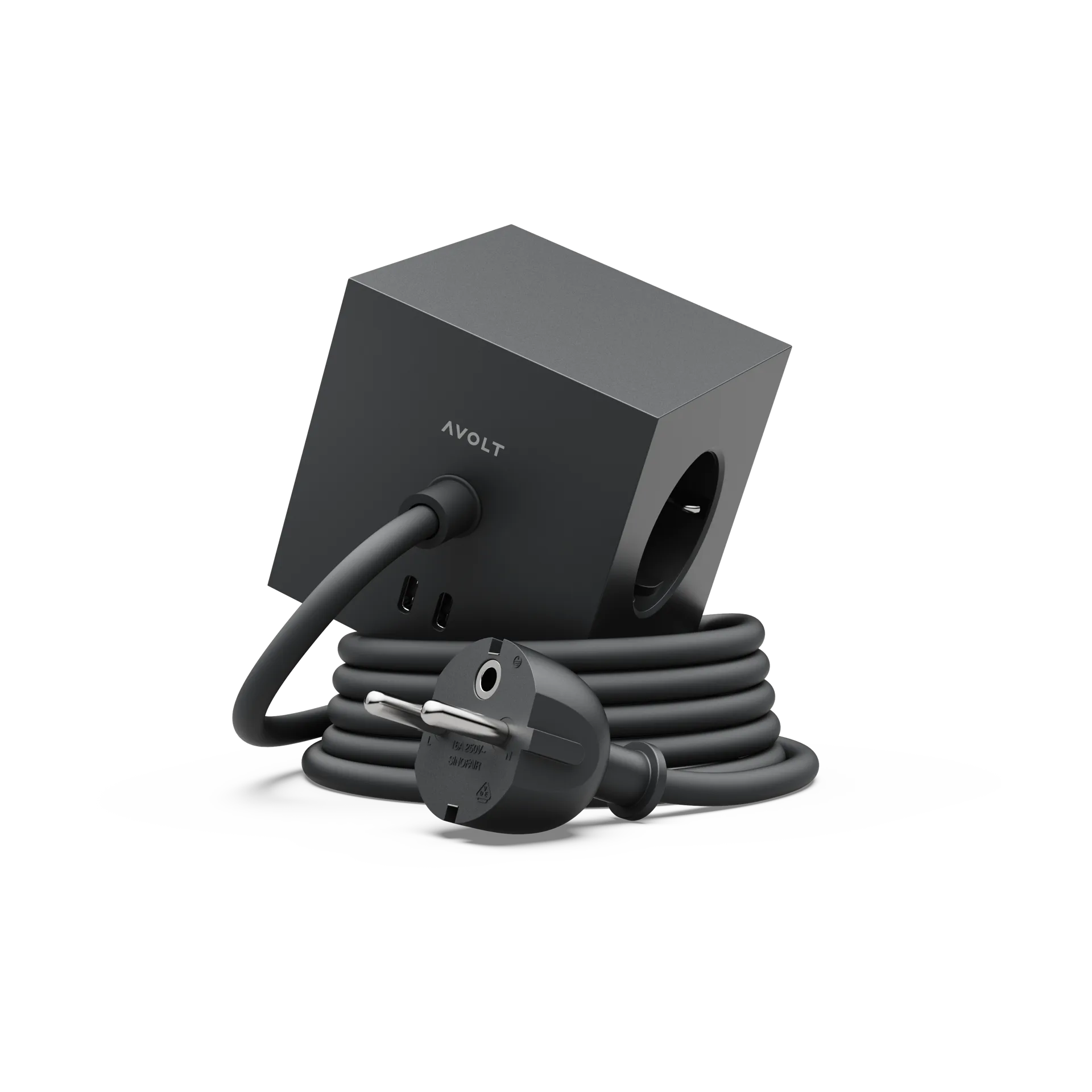 Presa multipla Square 1 USB-C 30W 3 m, Stockholm Black Avolt