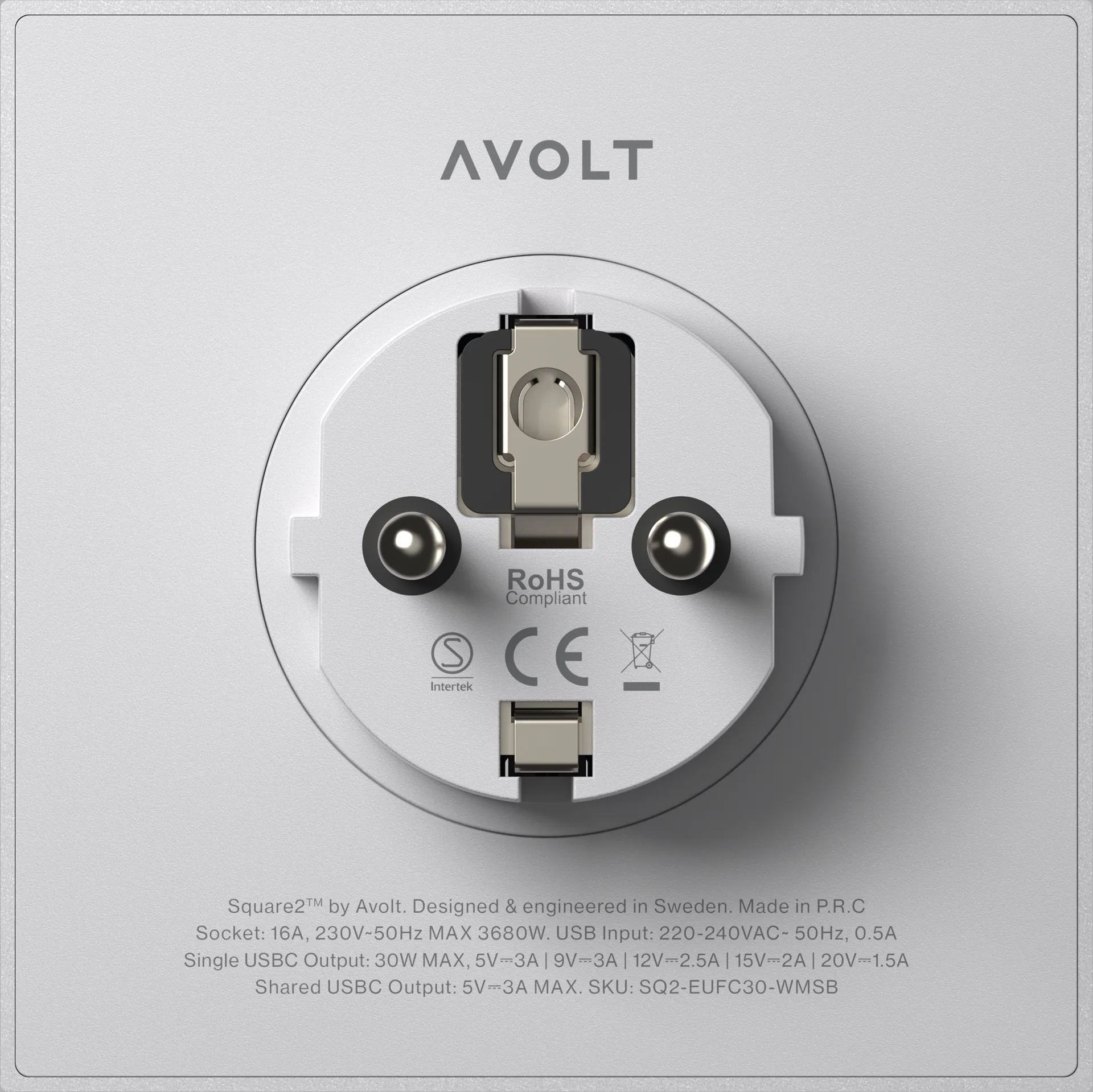 Presa multipla Square 2, Gotland grey Avolt