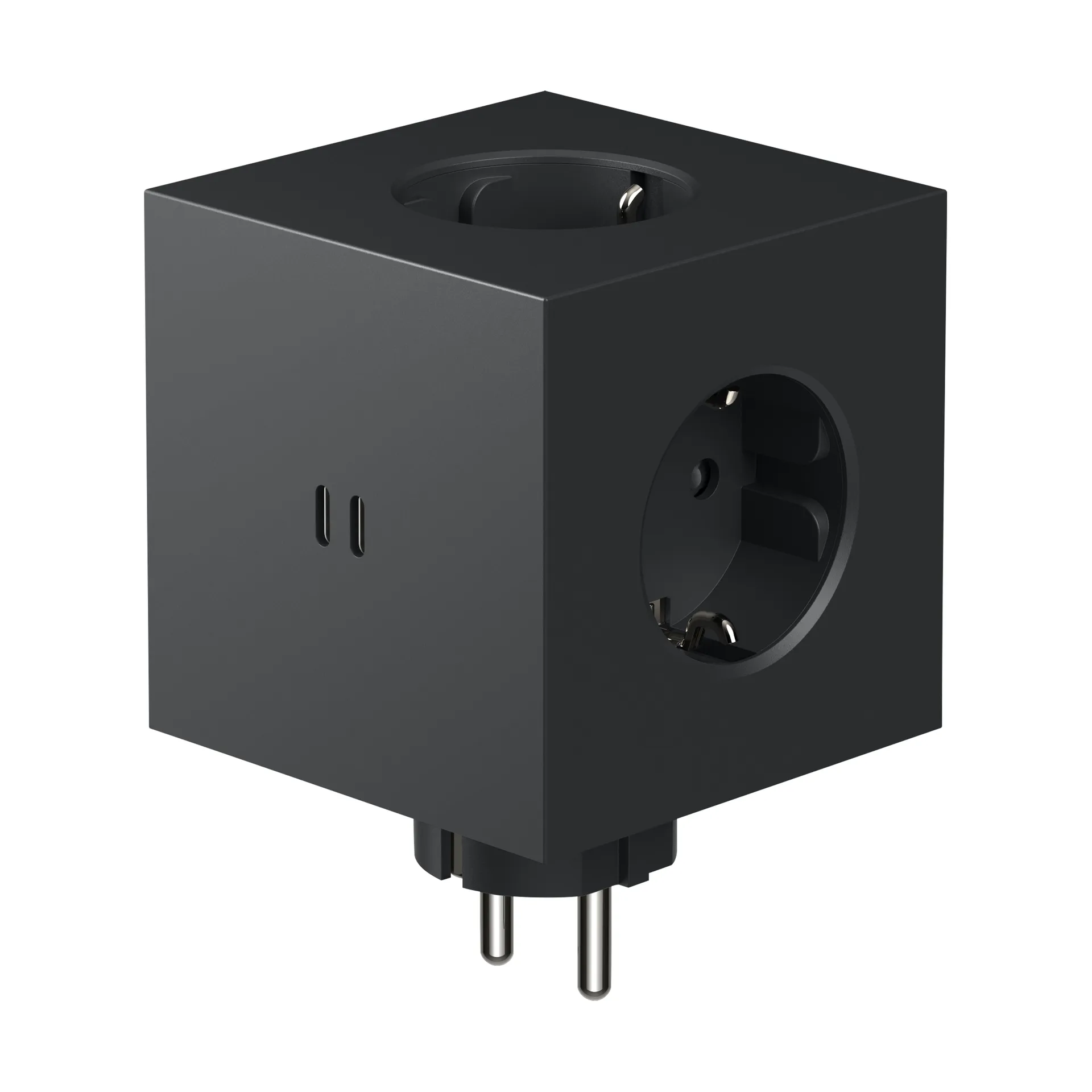 Presa multipla Square 2, Stockholm black Avolt