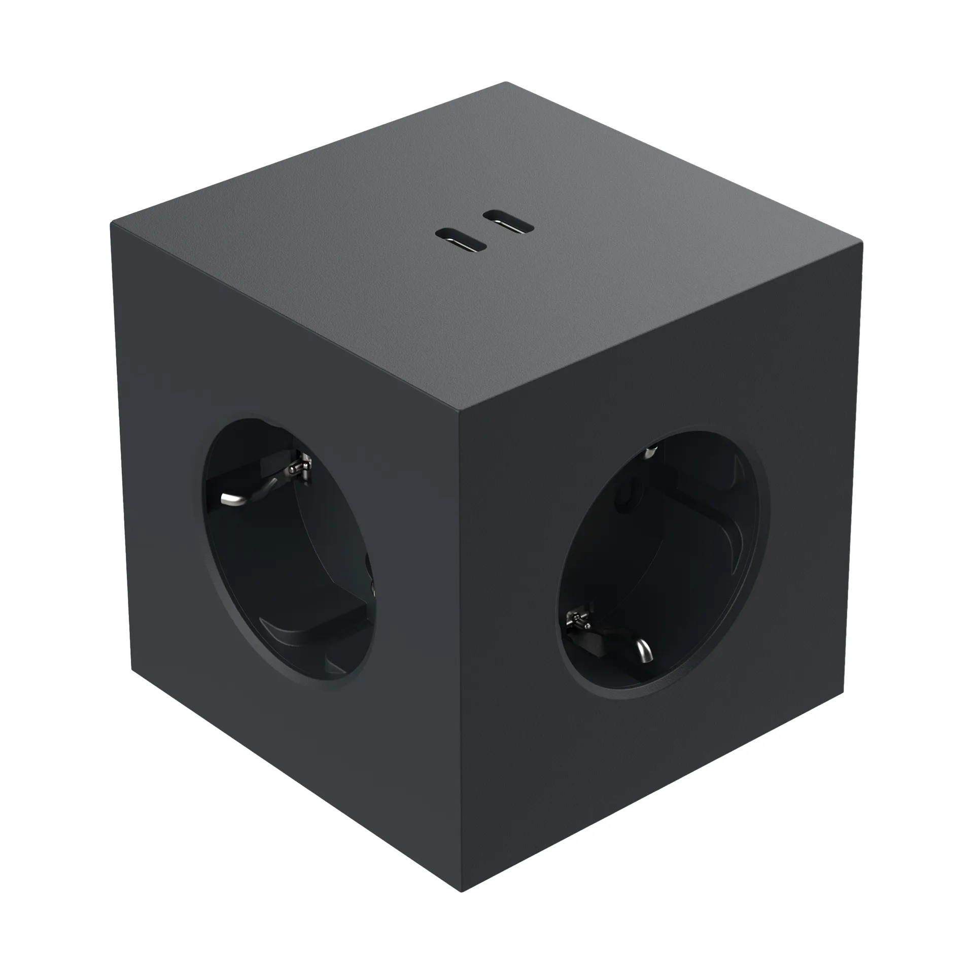 Presa multipla Square 2, Stockholm black Avolt