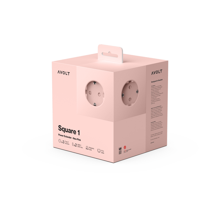 Square 1 presa a muro USB-C 30W 1,8 m, New Pink Avolt