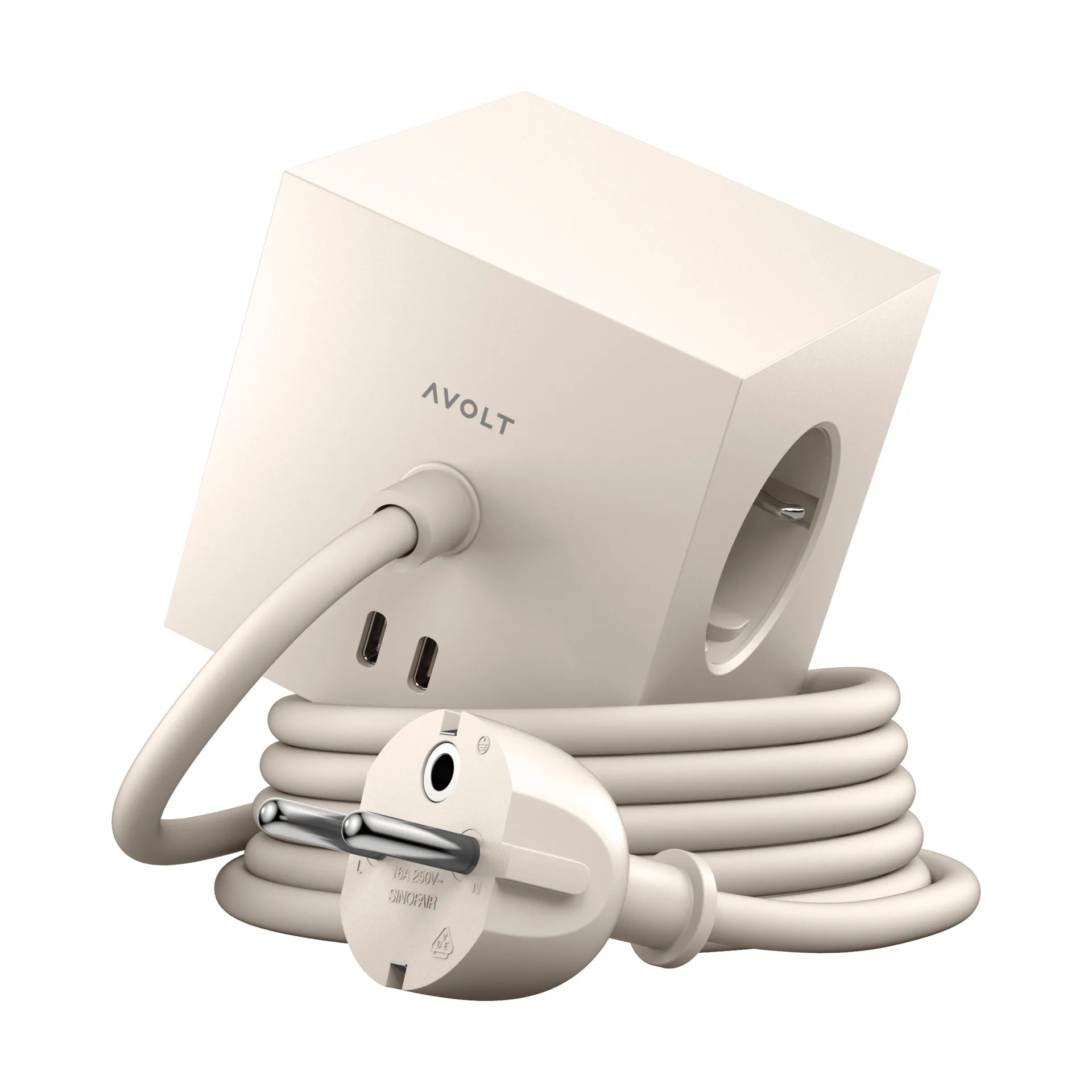 Square 1 presa a muro USB-C 30W 1,8 m, Nomad sand Avolt