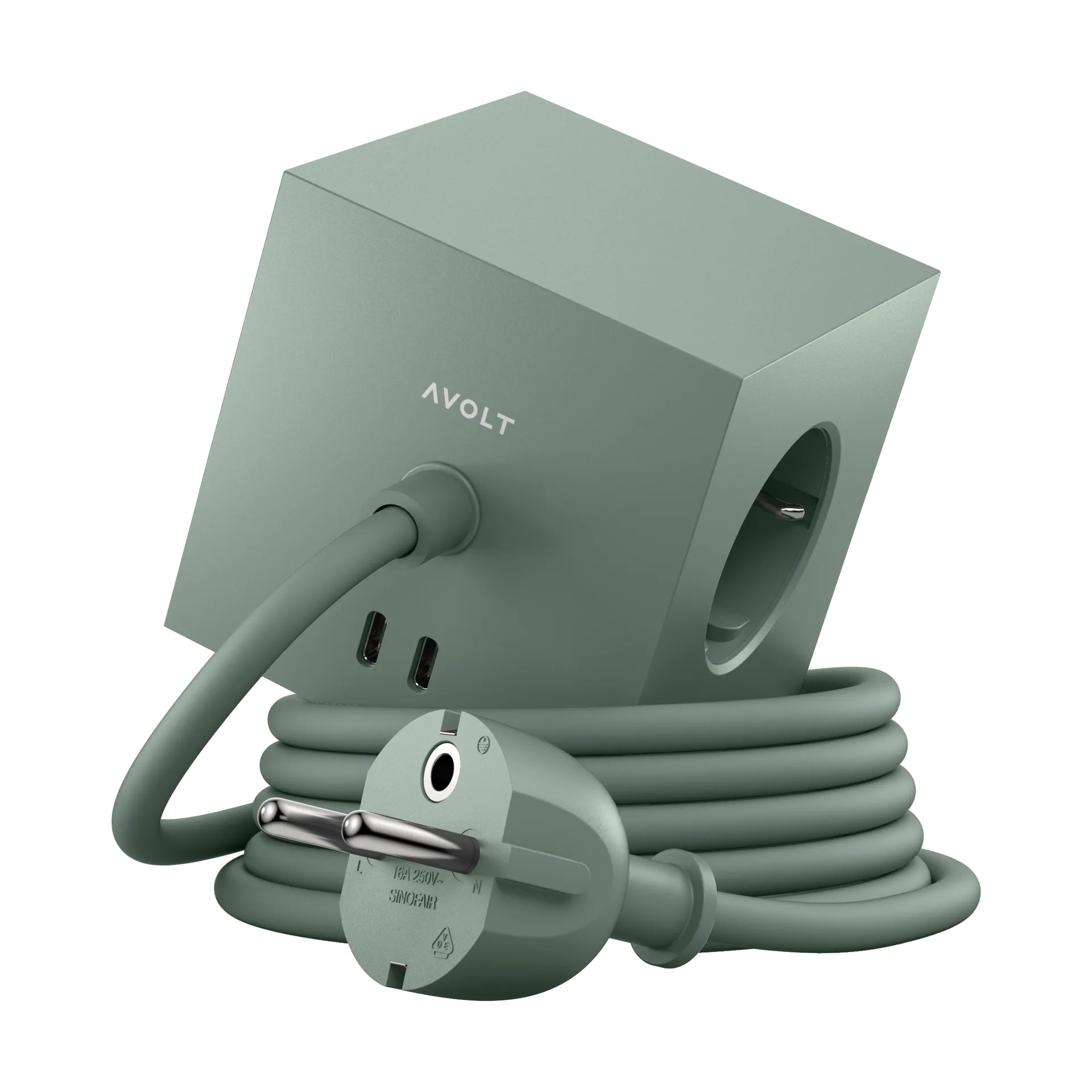 Square 1 presa a muro USB-C 30W 1,8 m, Oak green Avolt