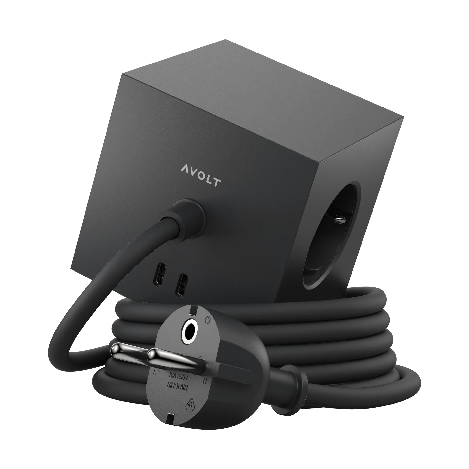 Square 1 presa a muro USB-C 30W 1,8 m, Stockholm black Avolt