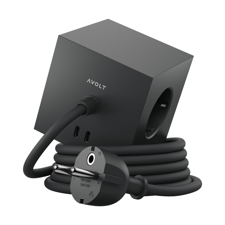 Square 1 presa a muro USB-C 30W 1,8 m - Stockholm black - Avolt