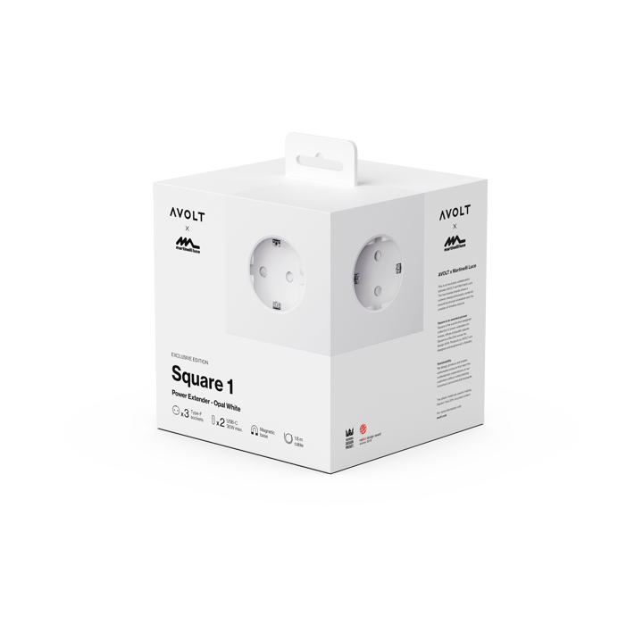 Square 1 presa a muro USB-C 30W 1,8 m, White Martinelli Luce edition Avolt