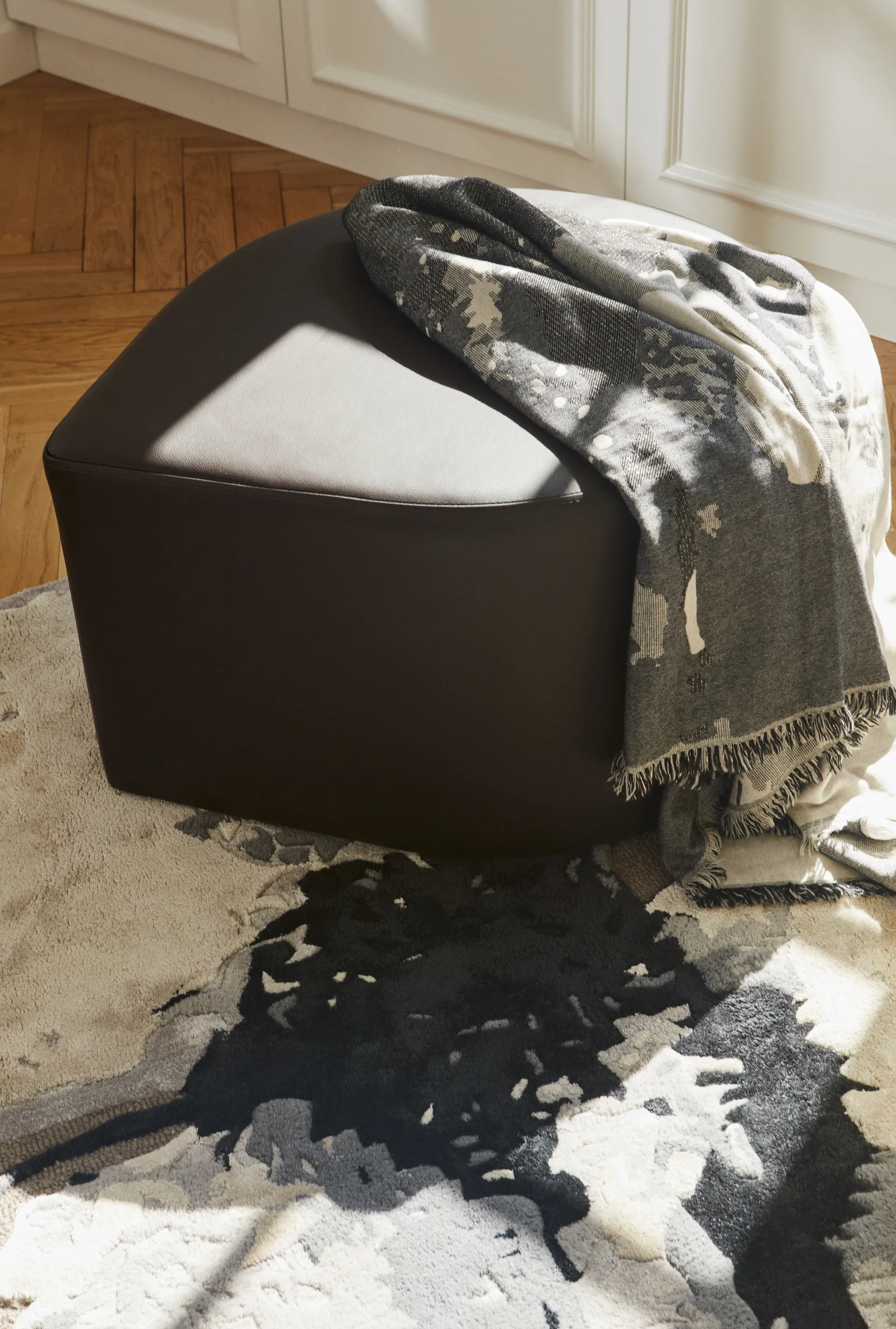 Plaid Floreo 130x170 cm, Bianco - grigio AYTM