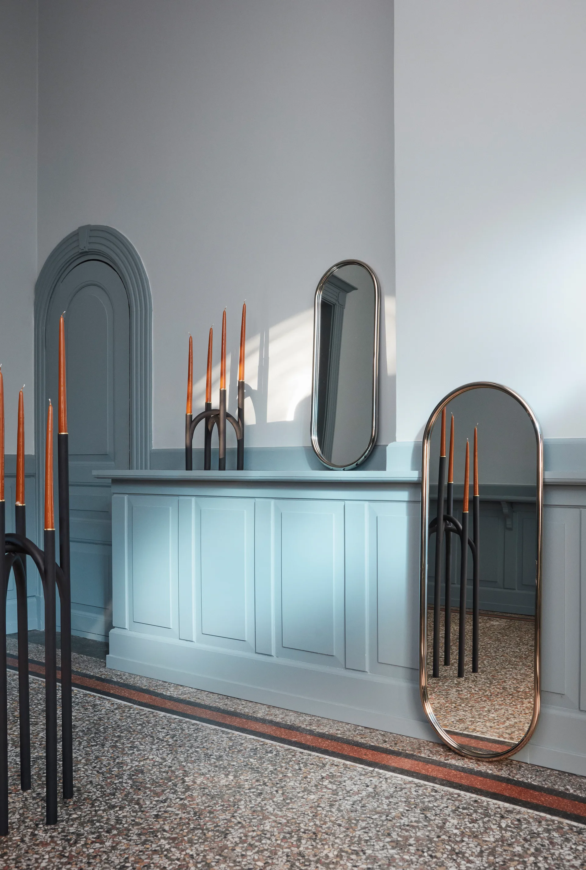 Specchio Angui argento, 39x108 cm AYTM