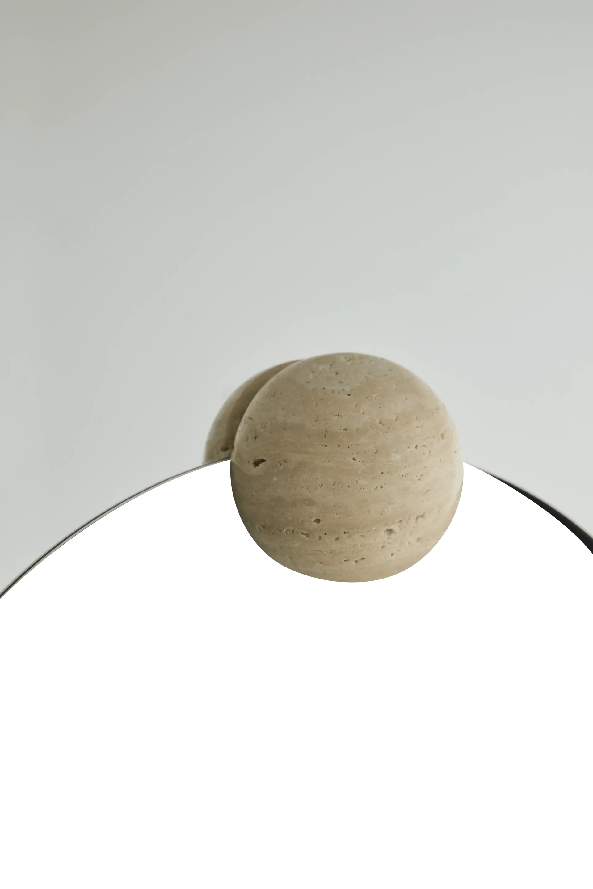 Specchio da parete Castellum Ø80 cm, Trasparente-travertino AYTM
