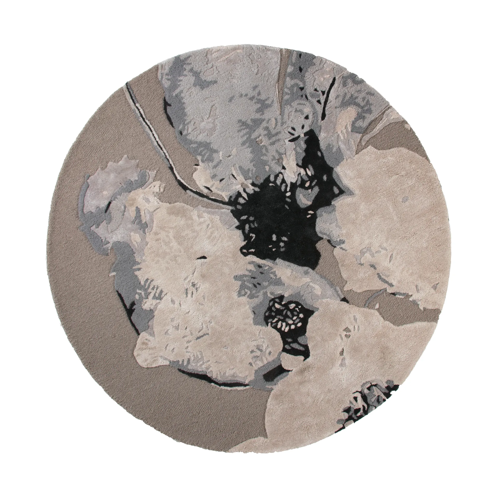 Tappeto Floreo Ø130 cm, Grigio-bianco AYTM