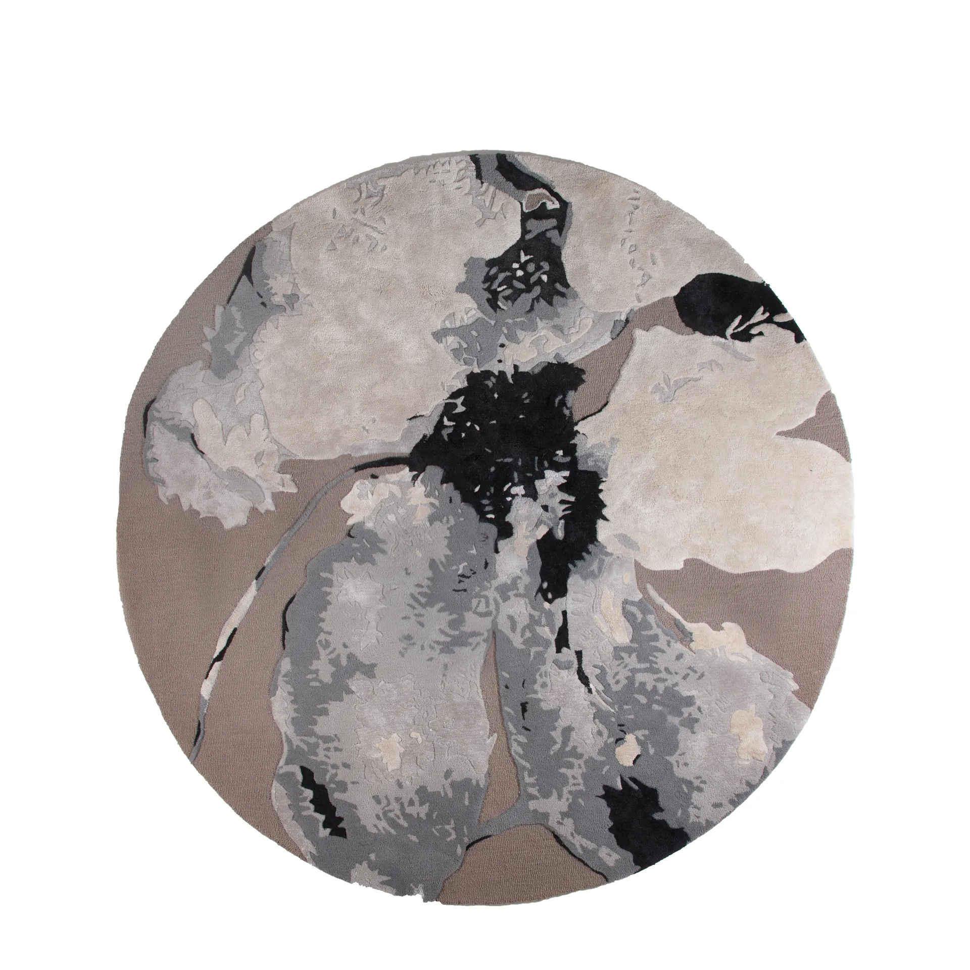 Tappeto Floreo Ø 200 cm, Bianco - grigio AYTM