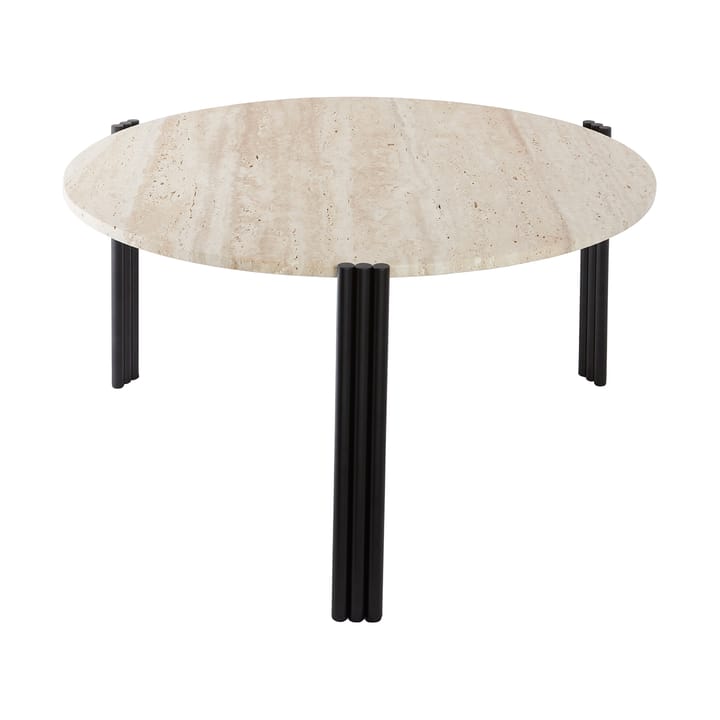 Tavolino da caffè Tribus, Ø 80 cm - Nero, bianco travertino - AYTM