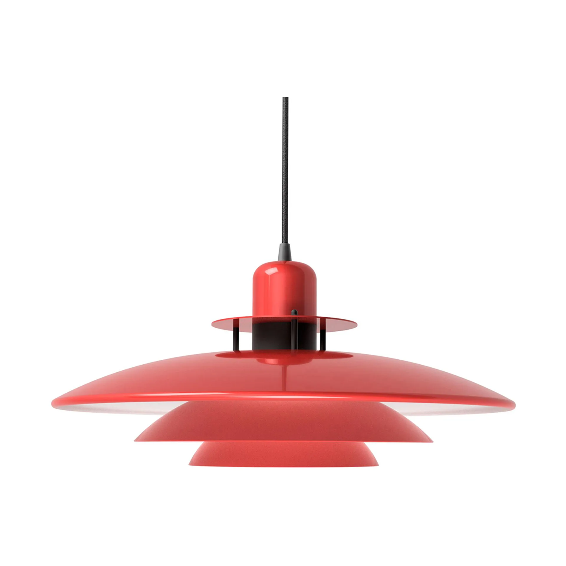 Lampada a sospensione Primus II Ø 43 cm, Rosso brillante-nero opaco Belid
