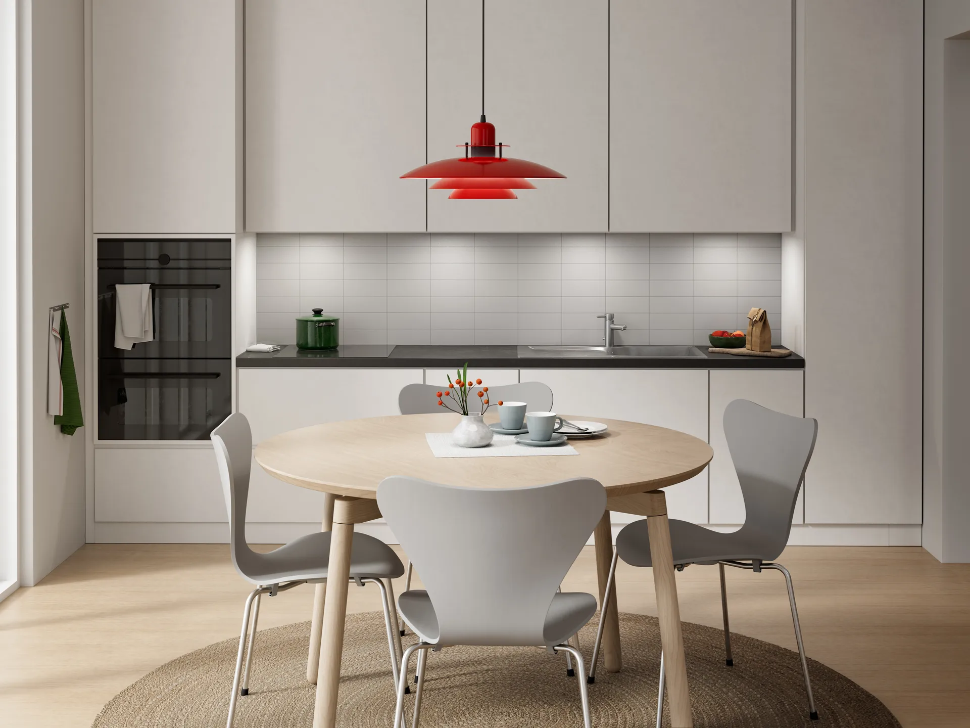 Lampada a sospensione Primus II Ø 43 cm, Rosso brillante-nero opaco Belid