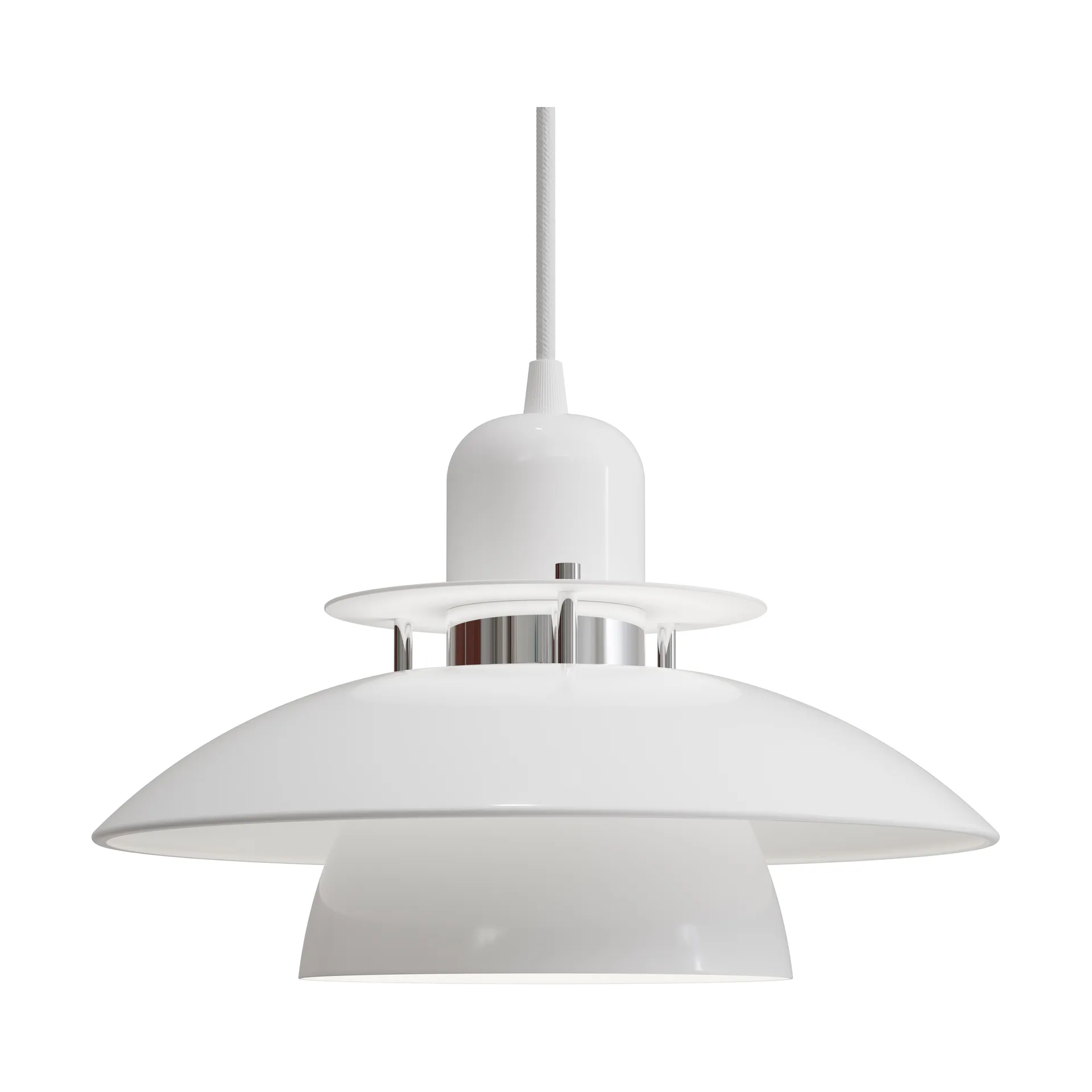 Lampada a sospensione Primus IV Ø28 cm, Bianco opaco-cromo Belid
