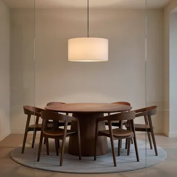 Lampada a sospensione Soft Ø 40 cm - Lino bianco-bronzo metallico, Ø60 cm - Belid