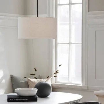 Lampada a sospensione Soft Ø 40 cm - Lino bianco-bronzo metallizzato, Ø44 cm - Belid