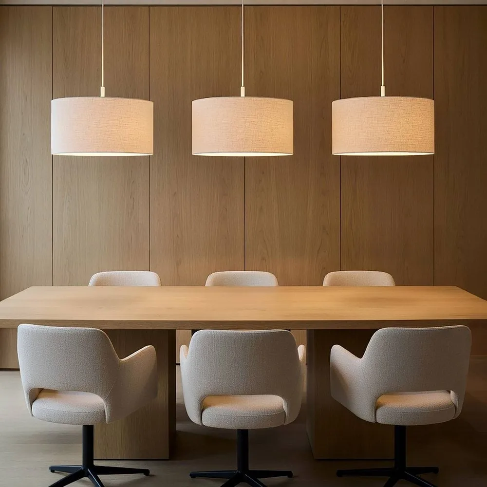 Lampada a sospensione Soft Ø 40 cm, Lino bianco-sabbia, Ø44 cm Belid