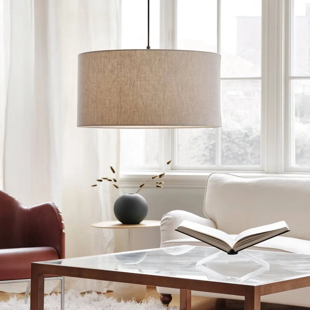Lampada a sospensione Soft Ø 40 cm, Lino naturale-bronzo metallico, Ø60 cm Belid