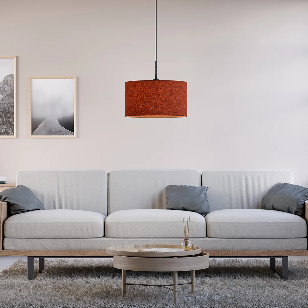 Lampada a sospensione Soft Ø 40 cm, Rosso ruggine lana Belid