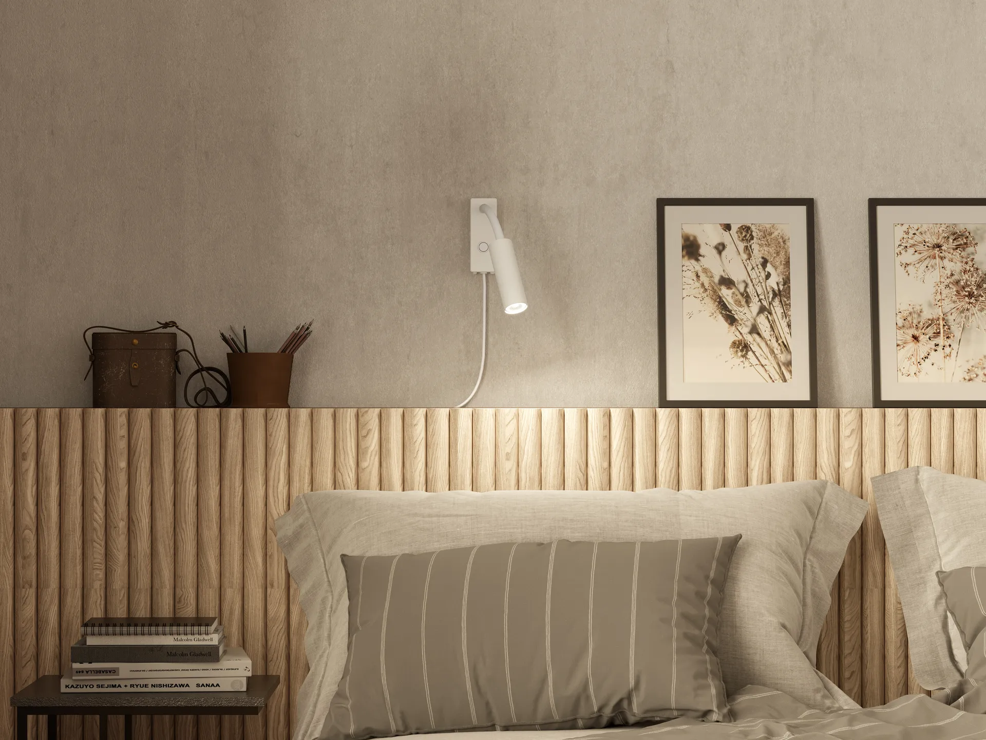 Lampada da parete Cato Slim braccio flessibile, Matte white Belid