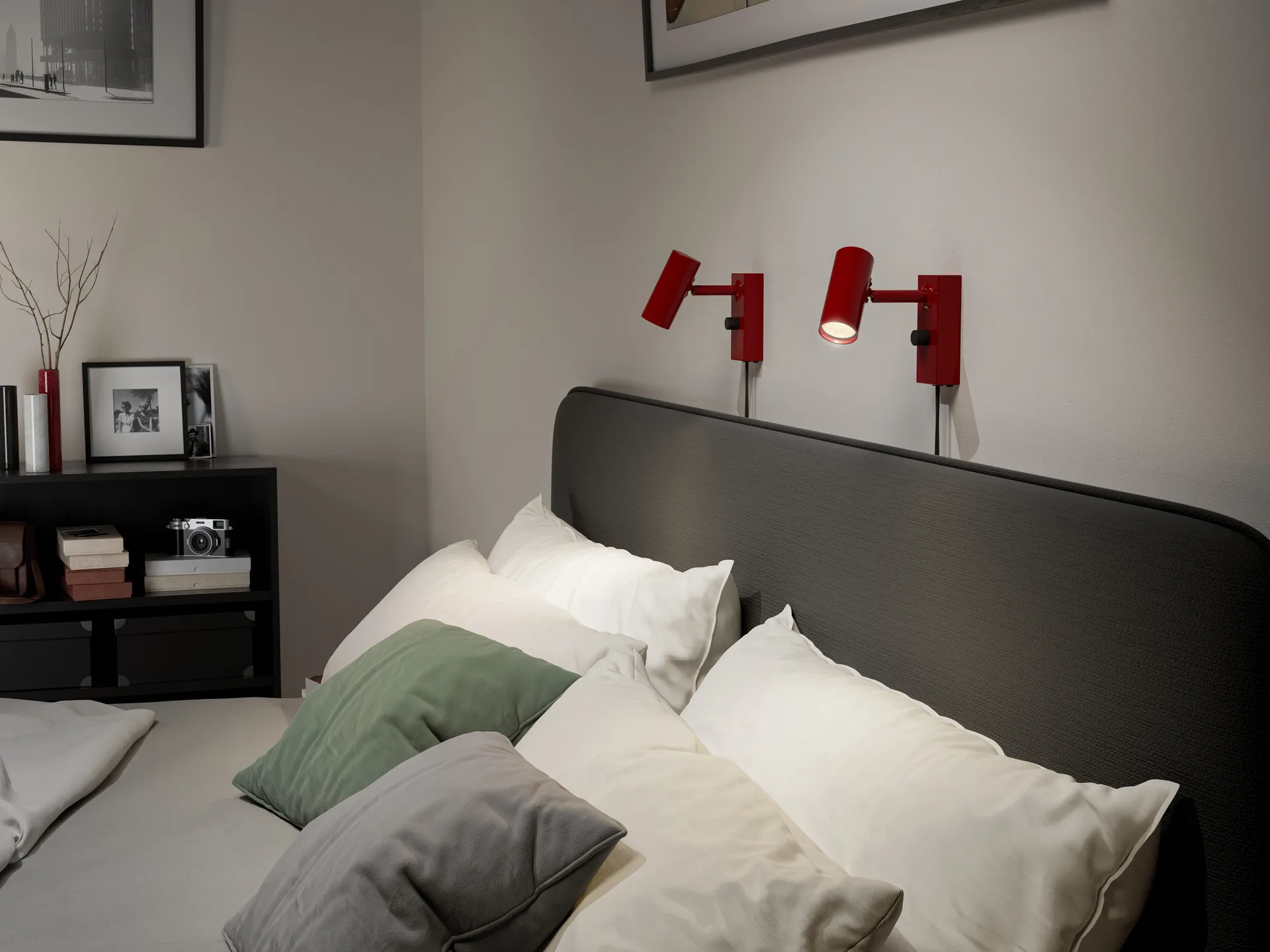 Lampada da parete Catone, Rosso rubino lucido-nero opaco Belid