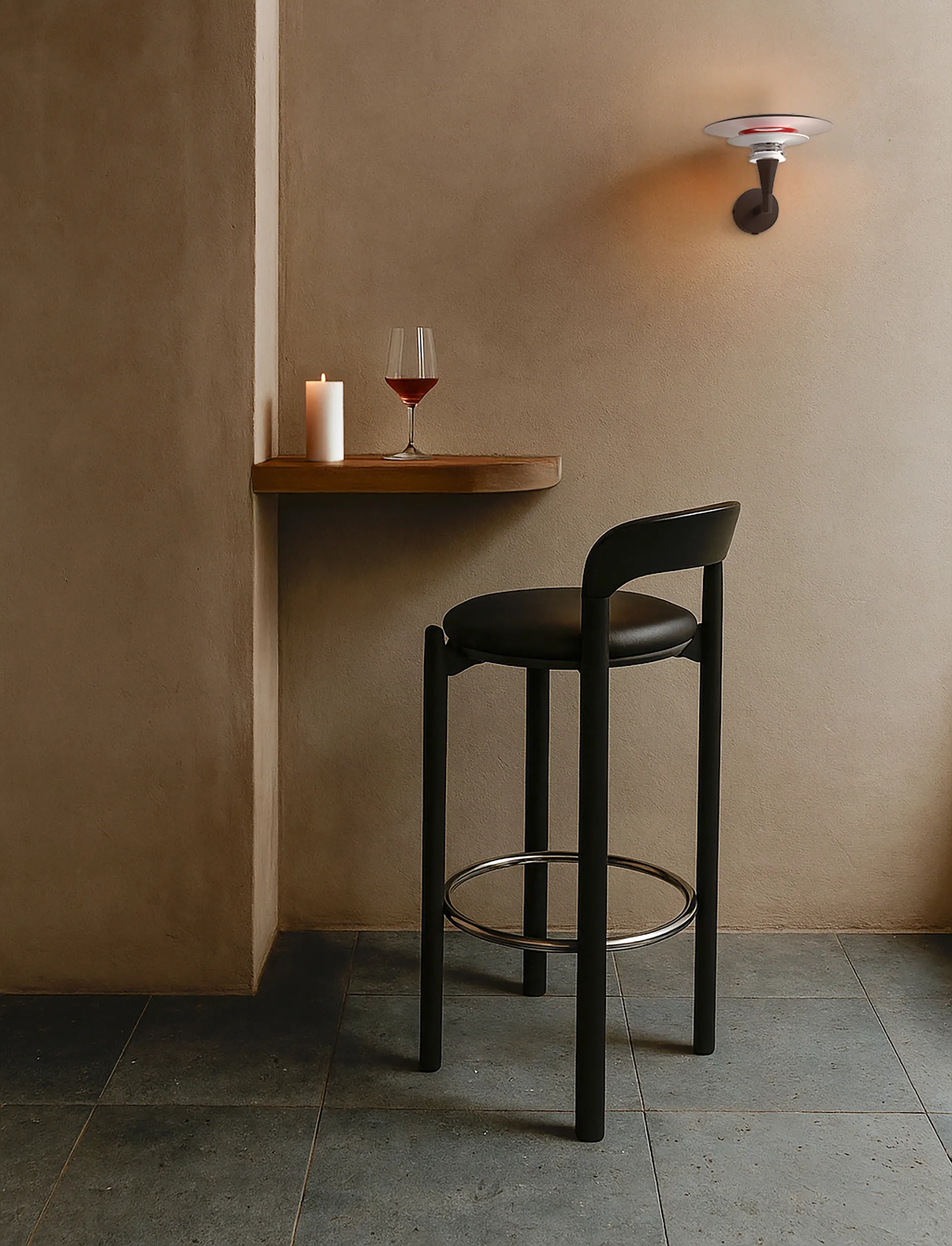 Lampada da parete Diablo Ø20 cm, Nero opaco-rosso lucido Belid