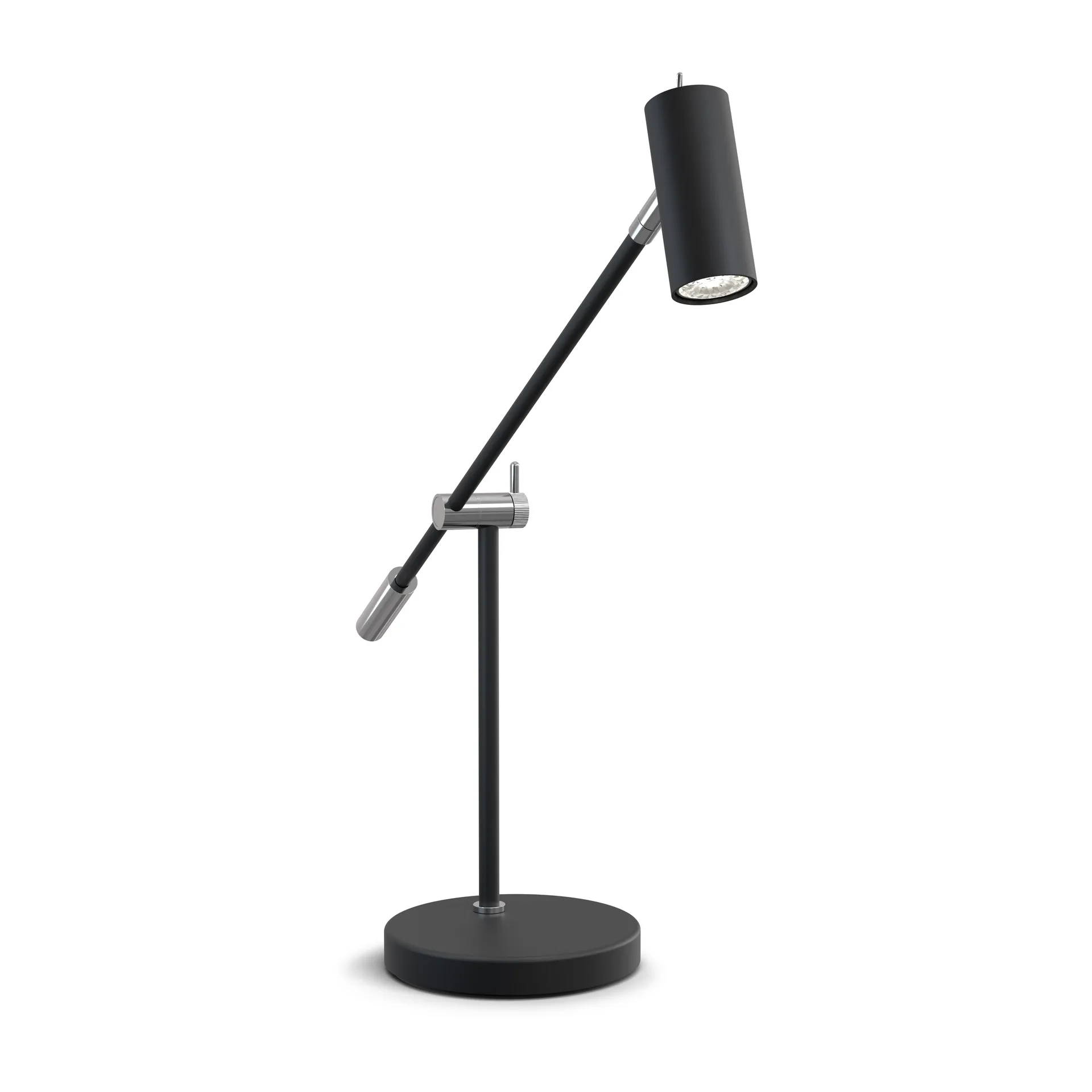 Lampada da tavolo Cato, 48,5 cm, Nero opaco-argento Belid