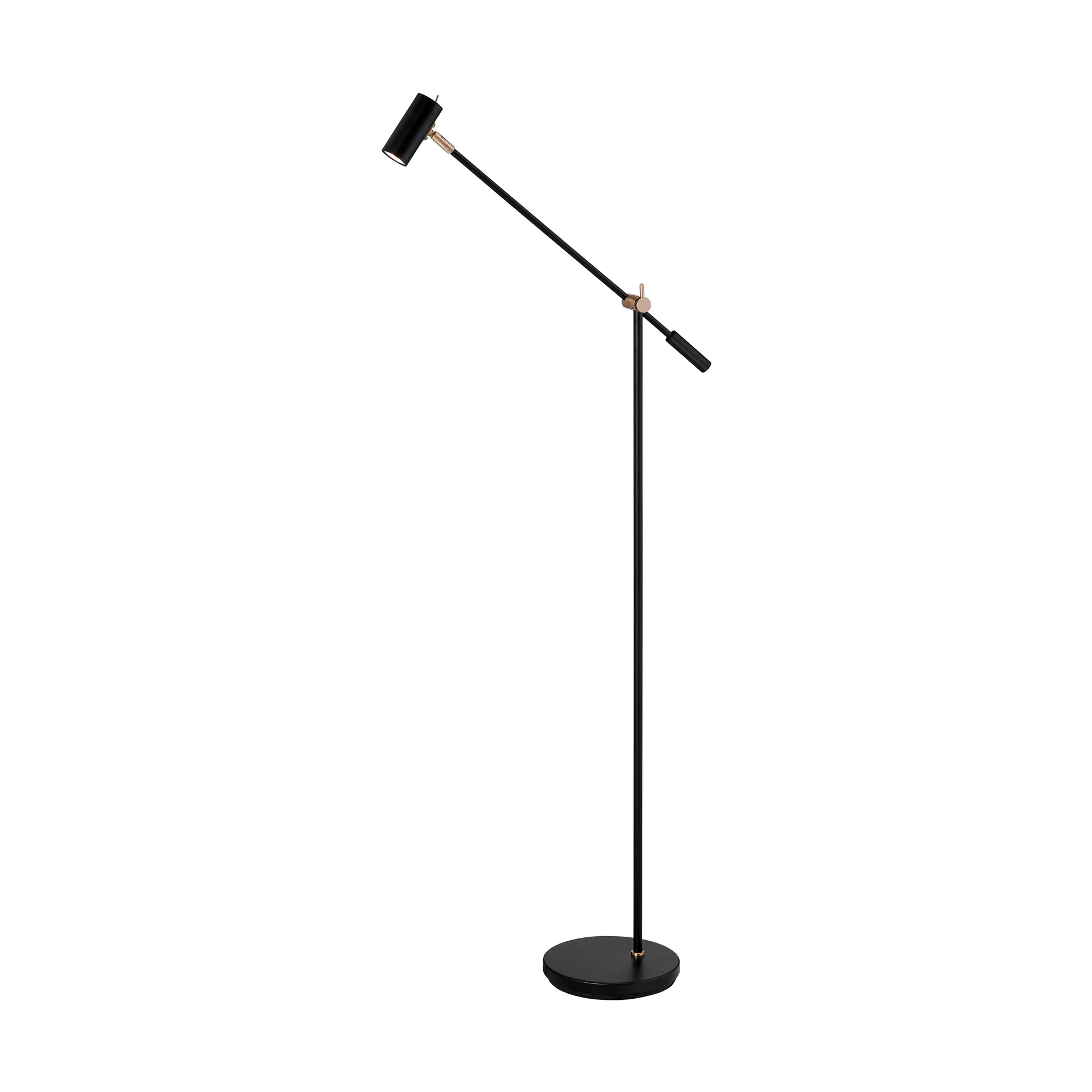 Lampada da terra Cato 134 cm, Nero opaco-ottone Belid