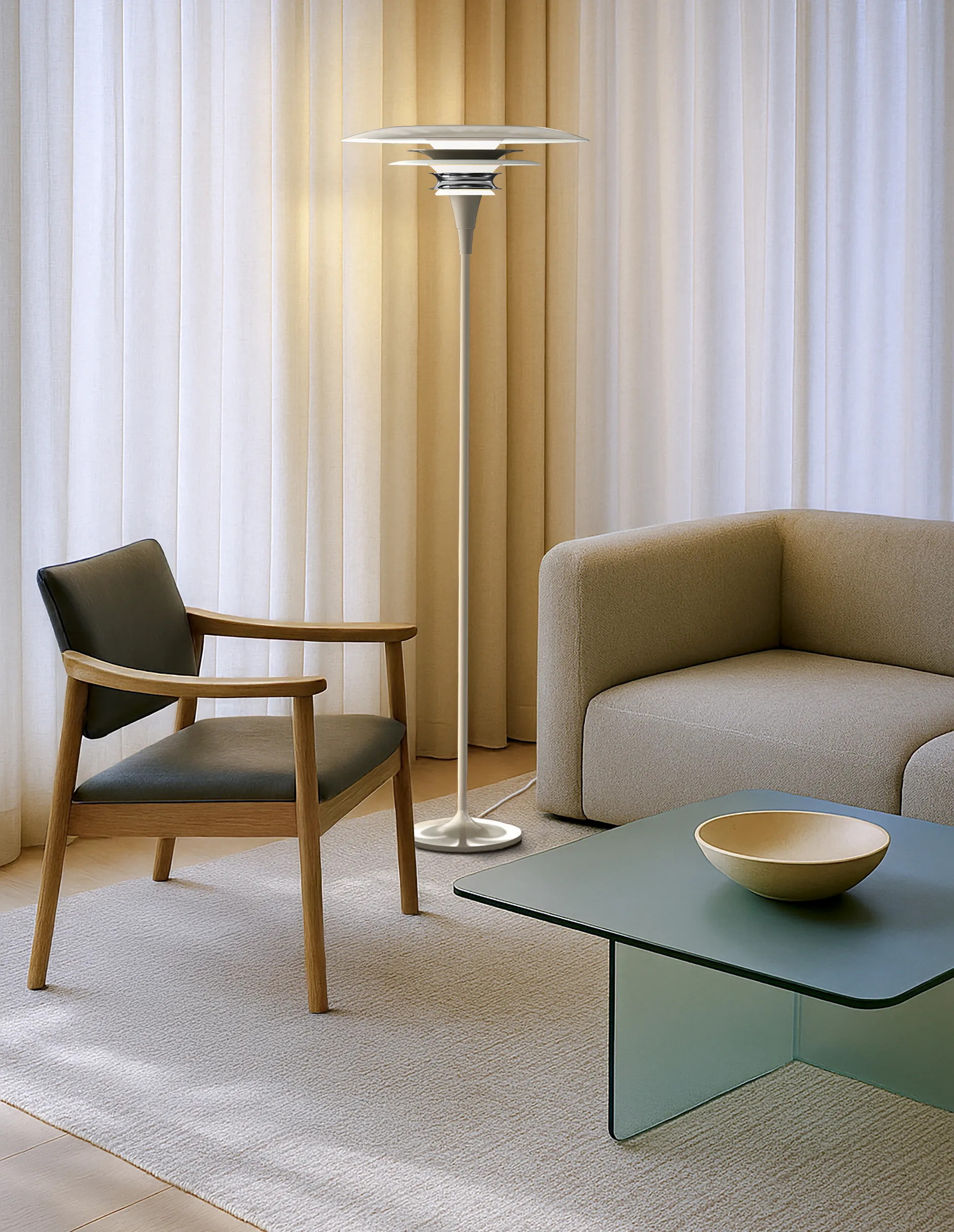 Lampada da terra Diablo Ø 50 cm, Soft greige Belid